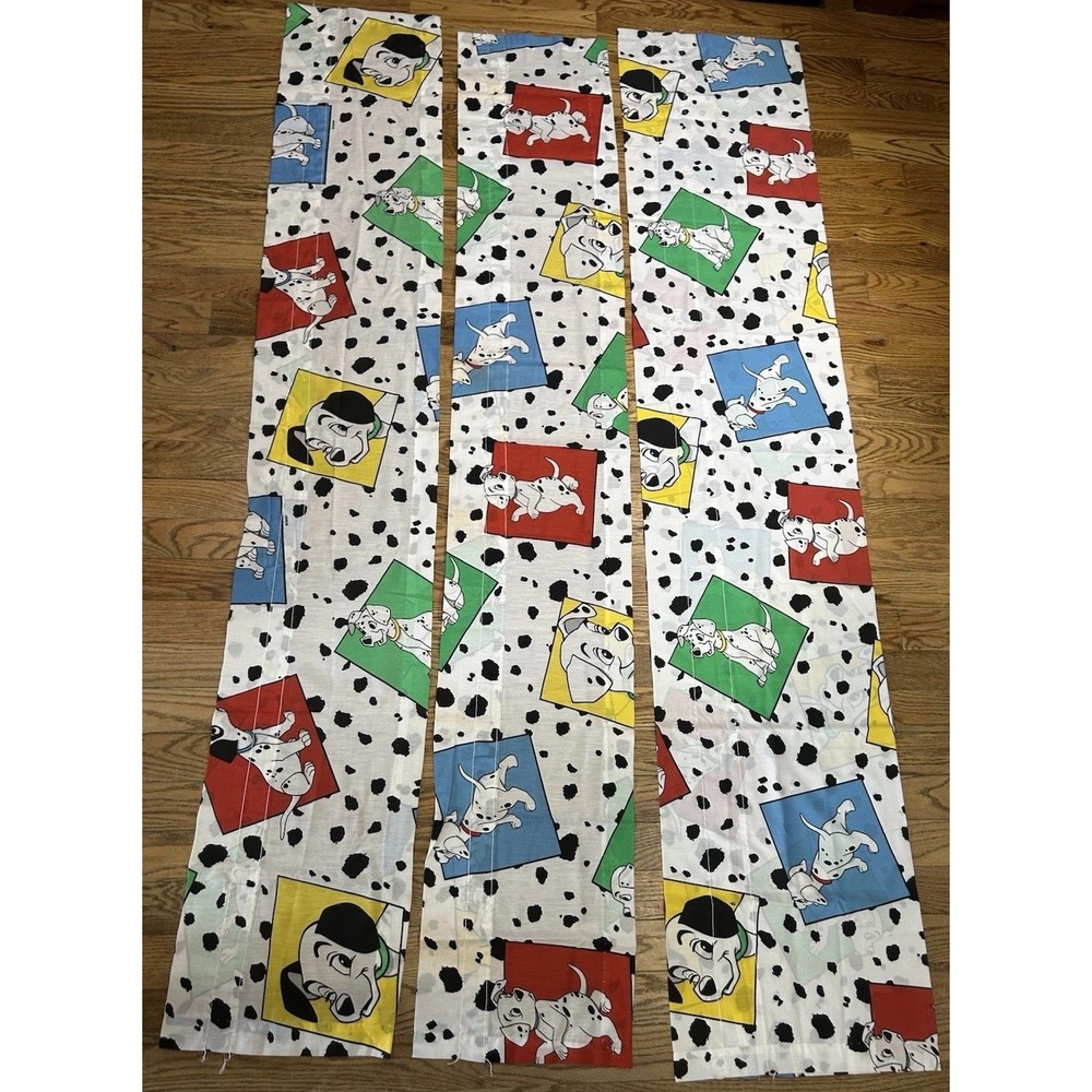 101 Dalmatians Unfinished Curtain Valances Unfinished Fabric Pieces Vintage 1993